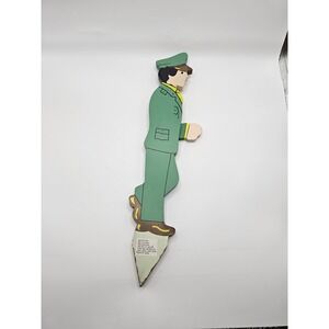 vintage, hand-carved and painted wooden lawn stake